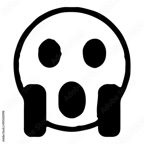 Shocked Face Icon Black and White