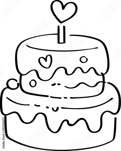 생일 케익 두들 그림