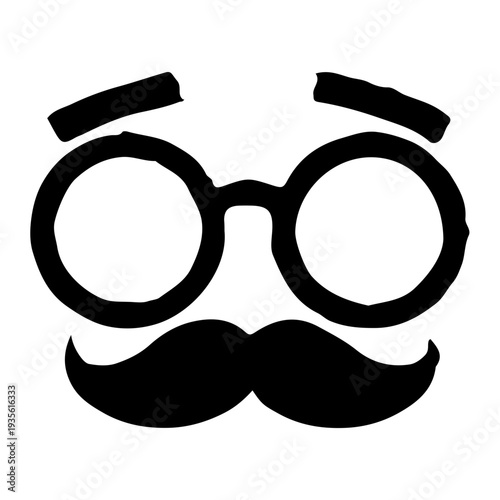 Black and White Hipster Face Icon