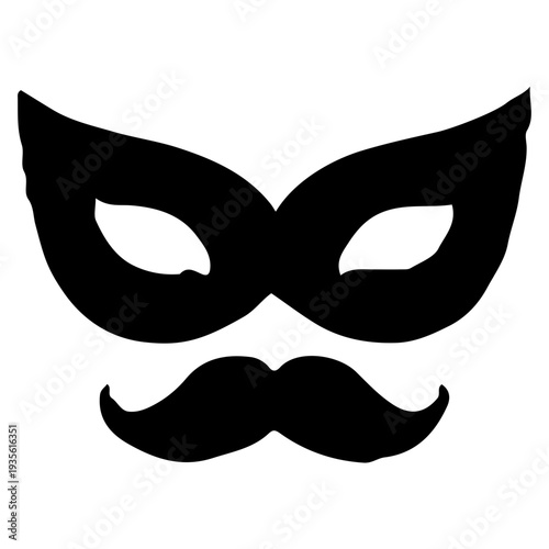 Black Masquerade Mask and Moustache Icon