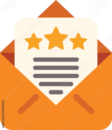 Open envelope revealing a customer satisfaction rating or survey report