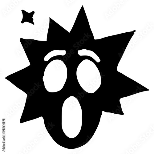 Shocked Starburst Face Icon Silhouette