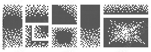 Pixel decay, Disintegration effect, Mosaic of squares, fading effect, Mosaic texture of small particles splitting