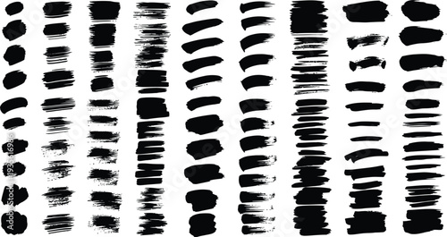 A collection of various black brush strokes on a white background