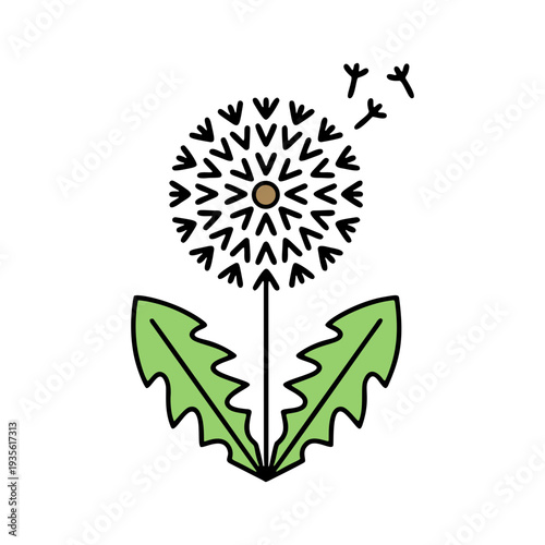 タンポポの綿毛のカラーアイコン