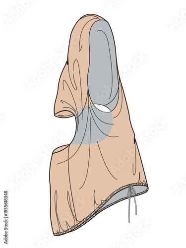 Balaclava vector mockup template technical technical line drawing.