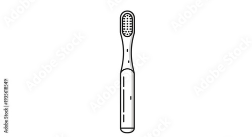 Minimalist line art toothbrush icon on white background