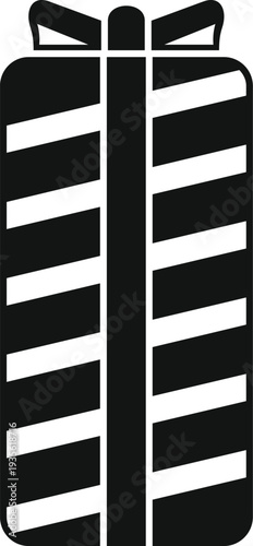 Striped gift box with a ribbon and bow as a celebration icon