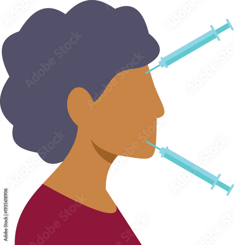 Woman's profile receiving aesthetic facial injections for anti aging and skincare treatments