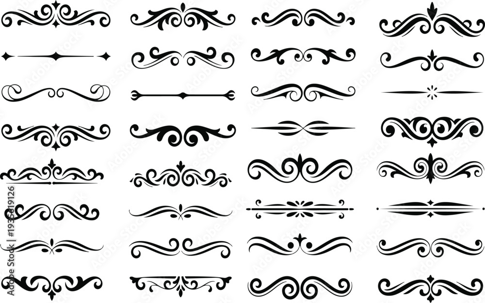 Obraz premium Collection of elegant ornate swirling lines and shapes for design decorative elements