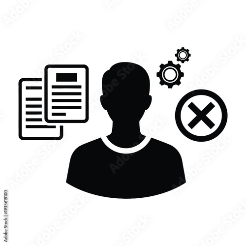 Professional declines document management with error symbol