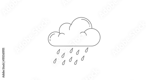 Outline cloud with falling raindrops weather icon