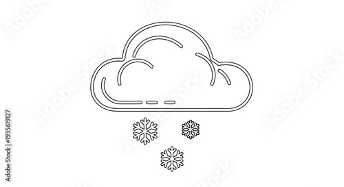 Outline cloud with falling snowflakes weather icon