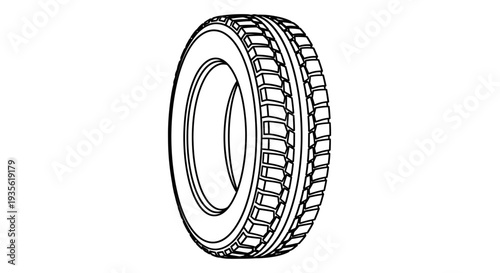 Outline drawing of an automotive car tire wheel