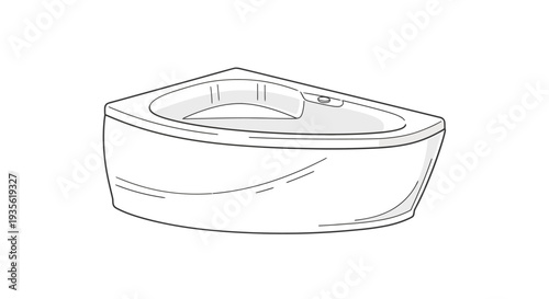 Outline illustration of a modern corner bathtub or jacuzzi