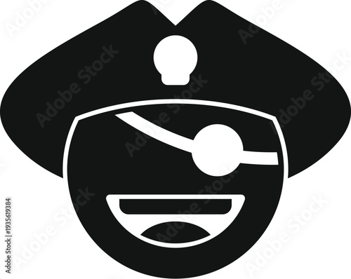 Pirate emoji displaying a happy face wearing a bicorne hat and eyepatch