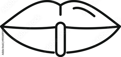 Outline icon showing a mouth with a vertical bar piercing