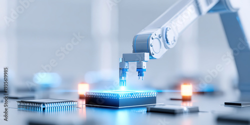 Illustration of lithography machines for chip manufacturing