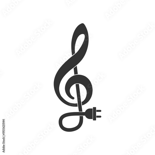 Treble clef connect logo icon isolated on white background