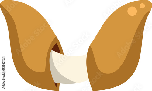 Fortune cookie revealing paper fortune for luck and prediction