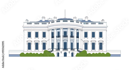 Vector Illustration of the White House Building in Washington DC