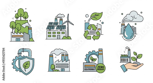 Sustainable Energy Icons Set Illustration.