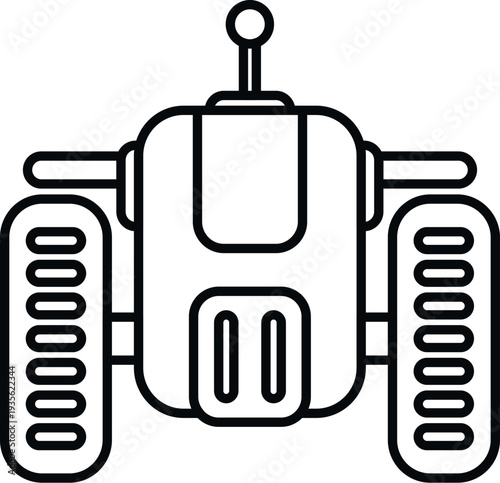 Robot rover icon representing automation, research, and science in a outline style