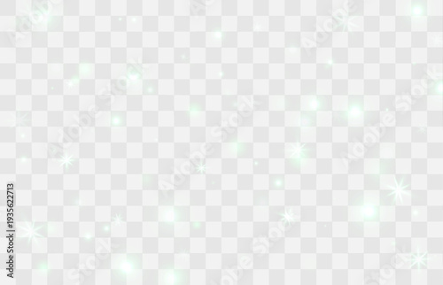 Bright green dust particles of various sizes with tiny green stars scattered on a light checkered background. Subtle glowing effect with soft highlights.