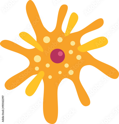 Amoeba cell showing nucleus and protoplasm on a white background