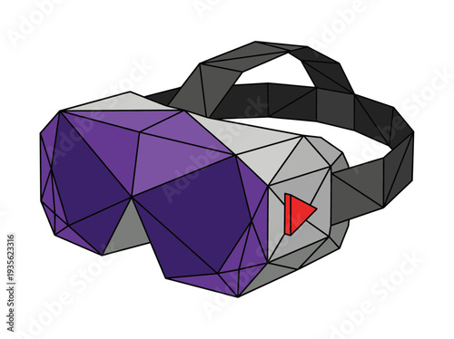 Low poly virtual reality headset icon with geometric triangular mesh design representing futuristic VR gaming technology and immersive digital experiences.