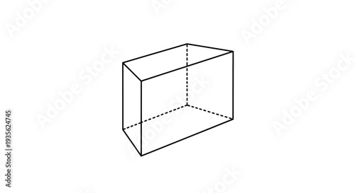 Rectangular prism 3D wireframe outline on white background