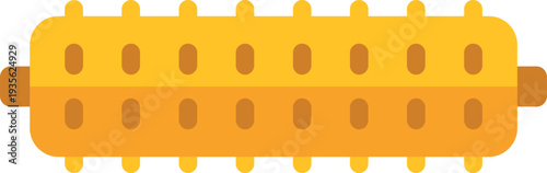 Yellow foam roller for physical therapy and fitness training on a white background