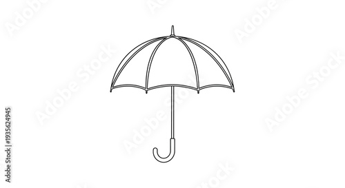 Simple black outline umbrella icon on a white background