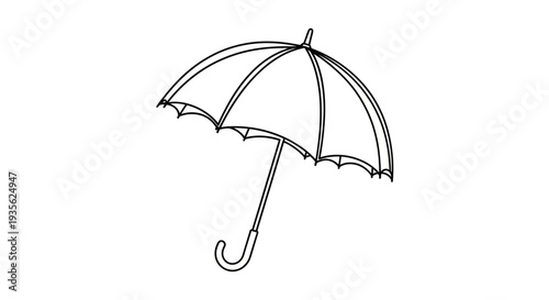 Simple black outline umbrella illustration on white background