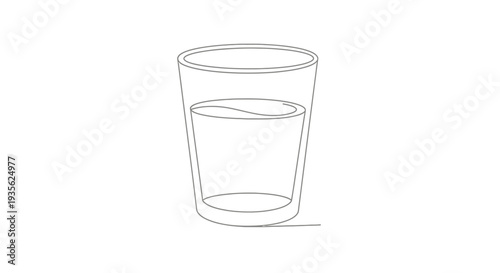 Simple continuous line drawing of a glass of water