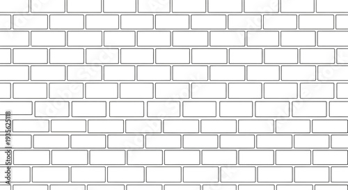 White brick wall seamless pattern background with black outlines