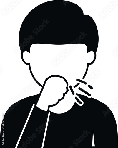 Person coughing covering mouth and spreading germs, representing sickness and infection vector