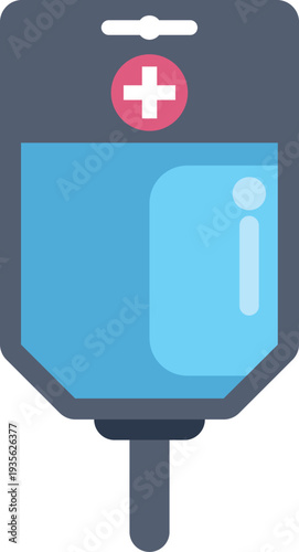 Iv bag icon with medical cross sign symbolizing healthcare and treatment