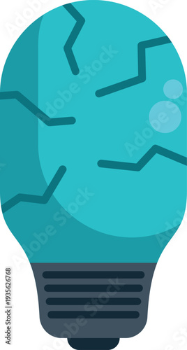 Broken light bulb vector icon representing damage, failure, and lost ideas