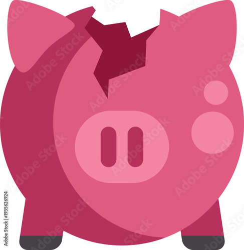 Illustration of a cracked piggy bank representing financial hardship and lost savings