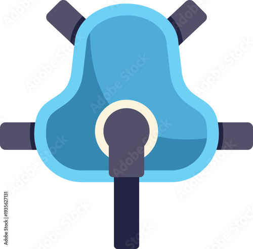 Flat design illustration of a blue gas or oxygen mask symbolizing protection and safety