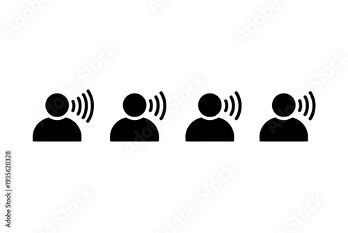 Four individuals with speech bubbles indicating communication or discussion Vector