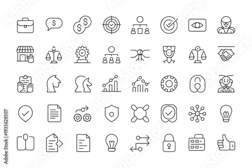 A diverse collection of symbols representing various objects, actions, and concepts. Vector