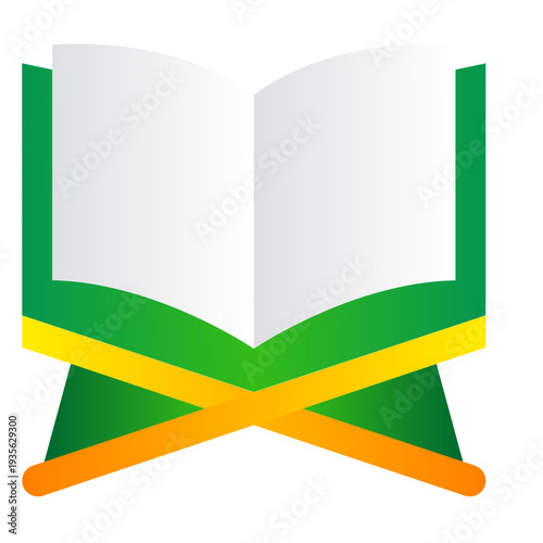 Modern Flat Quran Book on Stand Illustration Graphic Element