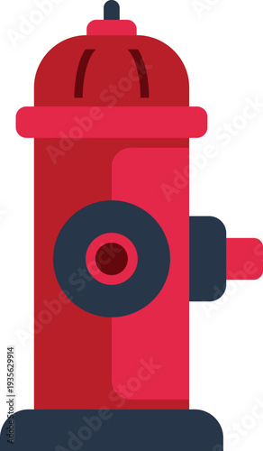 Flat style red fire hydrant illustration isolated on a clean white background
