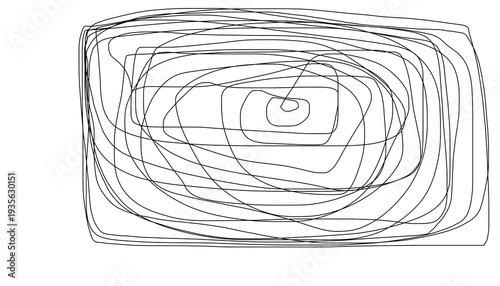 Doodle square line art inspired by tangled thread illustration ribbon drawing that can be used for sticker, book, scrapbook, icon, decorative, etc. line thread with black color