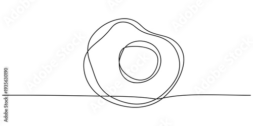 Continuous one line drawing of fried egg. Vector illustration, World egg day simple web banner, background, Modern one line design vector graphic illustration.
