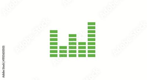 A green bar chart with varying bar heights on a white background
