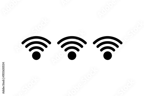 A minimalist vector graphic of three Wi-Fi signal icons in a row on a white background