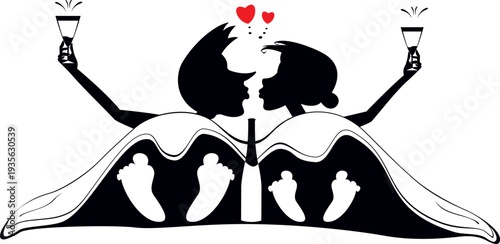 Love couple rendezvous with drink in the bed 